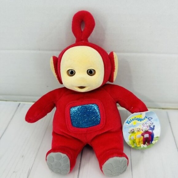 Vintage 1998 Teletubbies Po Red Sparkle Belly Plush Stuffed Toy Doll 7" Eden Tag - Picture 1 of 8